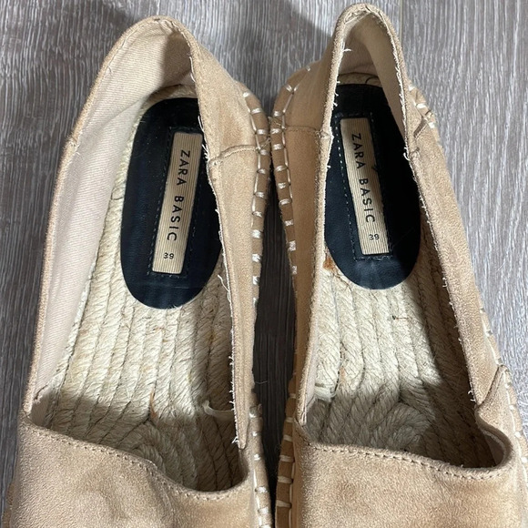 Zara Basic Faux Suede Espadrilles Slip On Flats Black Tan 8.5 (39) - Picture 6 of 13